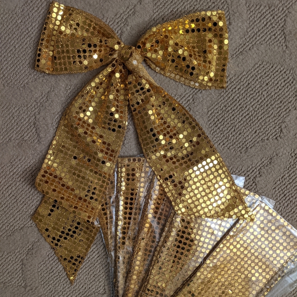 6 Gold Sequin 60" Long Sashes Bows Belt Scarf Choirs Chorus Band Troop Dance NWT